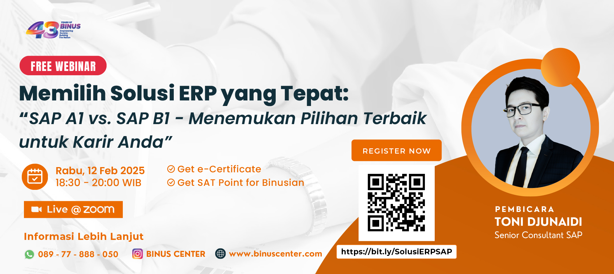 Webinar “Memilih Solusi ERP yang Tepat: SAP A1 vs SAP B1 – Menemukan Pilihan Terbaik untuk Karir Anda”
